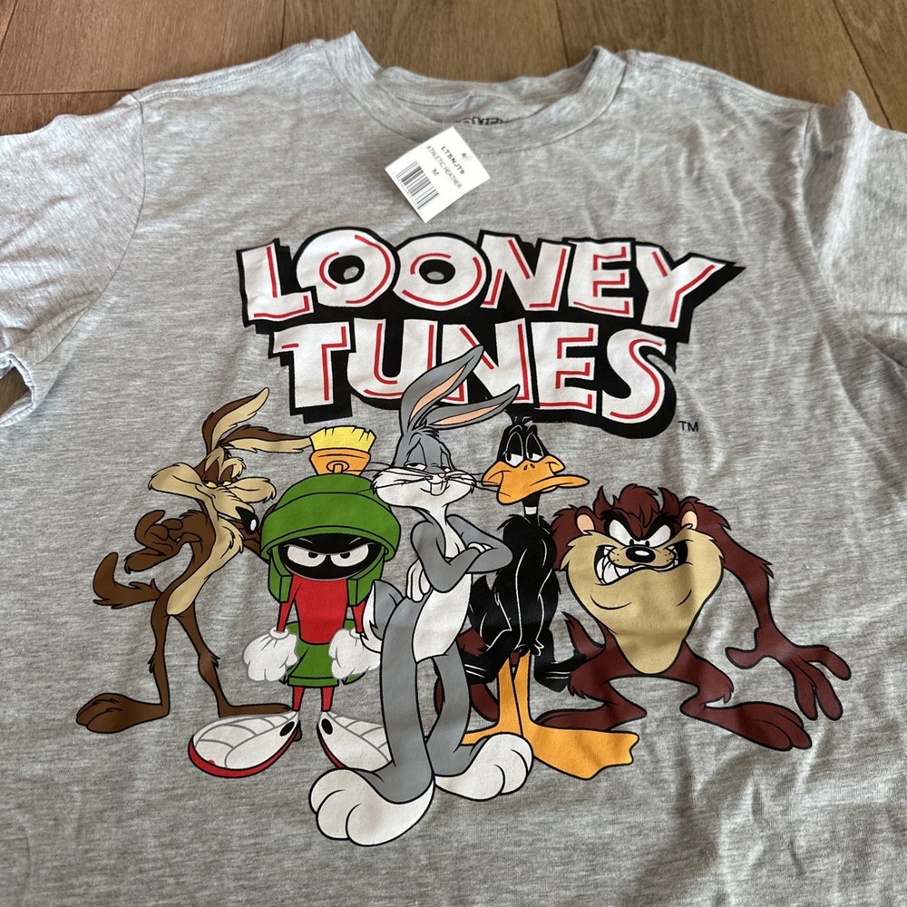 Looney Tunes Gang Grey T-Shirt Size‎ MEDIUM MEN Bugs Bunny Daffy & Gang NEW